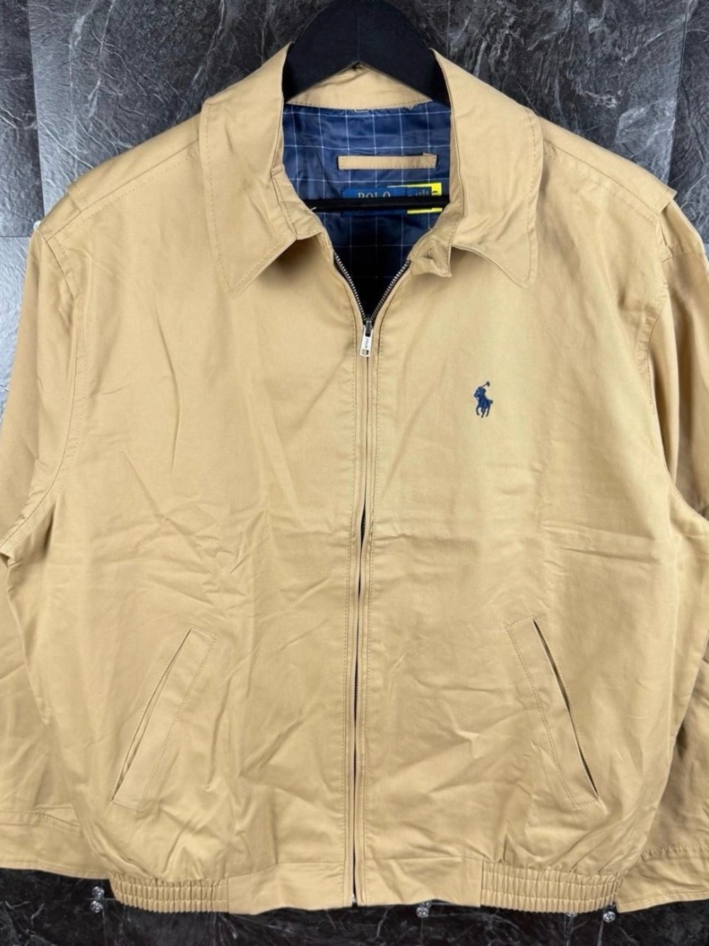 Polo Ralph Lauren Men’s Beige Plaid Bi Packable Harrington Jacket Medium